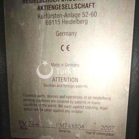 Satılık ikinci el 2007 model Heidelberg Printmaster PM 74-4 fiyat sorunuz TürkPrinting'de! Ofset Baskı Makinaları kategorisinde.
