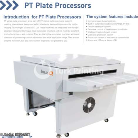 Used Huqiu CTP plate processor from China PT-90 and PT-125 year of 2019 for sale, price 6200 USD FOB (Free On Board), at TurkPrinting in Plate Processors