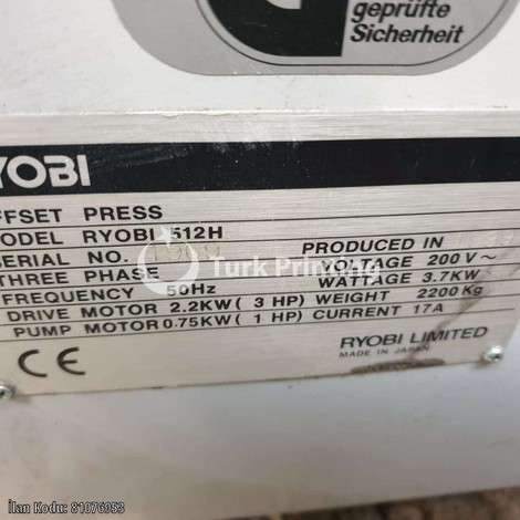 Satılık ikinci el 1999 model Ryobi 512H Ofset Matbaa Makinesi fiyat sorunuz TürkPrinting'de! Ofset Baskı Makinaları kategorisinde.