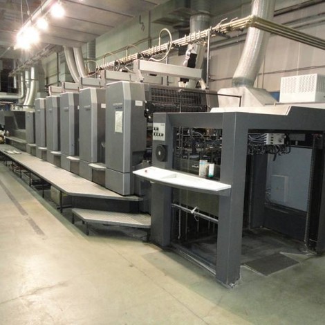 Used Heidelberg SM 102-5 L Sheetfed offset printing machine for sale. Autoregister IR Drier
